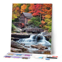 Laden Sie das Bild in den Galerie-Viewer, Diamond Painting | Diamond Painting - Mountain Cabin and Cascade | Diamond Painting Landscapes landscapes mountains | FiguredArt