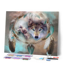 Laden Sie das Bild in den Galerie-Viewer, Diamond Painting | Diamond Painting - Wolves and Feathers | animals Diamond Painting Animals rabbits wolves | FiguredArt