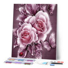 Laden Sie das Bild in den Galerie-Viewer, Diamond Painting – Silberblumen und Schmetterlinge
