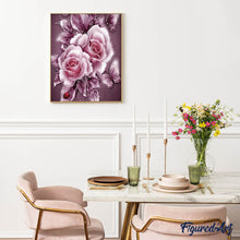 Laden Sie das Bild in den Galerie-Viewer, Diamond Painting – Silberblumen und Schmetterlinge