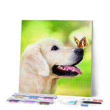 Laden Sie das Bild in den Galerie-Viewer, Diamond Painting | Diamond Painting - Butterfly and Labrador | animals butterflies Diamond Painting Animals | FiguredArt