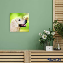 Laden Sie das Bild in den Galerie-Viewer, Diamond Painting | Diamond Painting - Butterfly and Labrador | animals butterflies Diamond Painting Animals | FiguredArt