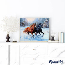 Laden Sie das Bild in den Galerie-Viewer, Diamond Painting | Diamond Painting - Two Horses in Winter | animals Diamond Painting Animals horses winter | FiguredArt