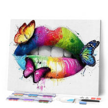 Laden Sie das Bild in den Galerie-Viewer, Diamond Painting | Diamond Painting - Lips and Butterflies | animals butterflies Diamond Painting Animals | FiguredArt