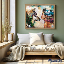 Laden Sie das Bild in den Galerie-Viewer, Diamond Painting | Diamond Painting - Young Woman and Wolf | animals Diamond Painting Animals Diamond Painting Romance rabbits romance |