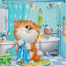 Laden Sie das Bild in den Galerie-Viewer, Diamond Painting, Katze im Badezimmer