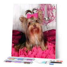 Laden Sie das Bild in den Galerie-Viewer, Diamond Painting – Hund und rosa Hintergrund