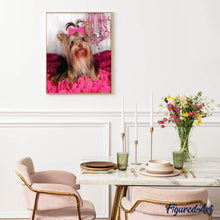 Laden Sie das Bild in den Galerie-Viewer, Diamond Painting – Hund und rosa Hintergrund