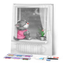 Laden Sie das Bild in den Galerie-Viewer, Diamond Painting | Diamond Painting - Kitten Moonlight | animals cats Diamond Painting Animals | FiguredArt