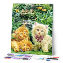 Laden Sie das Bild in den Galerie-Viewer, Diamond Painting | Diamond Painting - Cute Kittens in the Garden | animals cats Diamond Painting Animals | FiguredArt