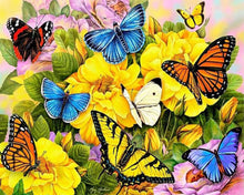 Laden Sie das Bild in den Galerie-Viewer, Diamond Painting, Schmetterlinge und gelbe Blumen