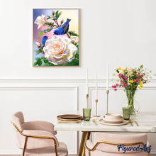 Laden Sie das Bild in den Galerie-Viewer, Diamond Painting – Weiße Blumen und blaue Vögel