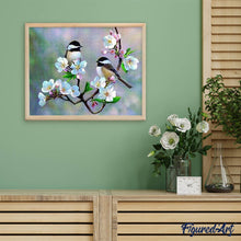 Laden Sie das Bild in den Galerie-Viewer, Diamond Painting | Diamond Painting - Small Birds and White Flowers | animals birds Diamond Painting Animals Diamond Painting Flowers