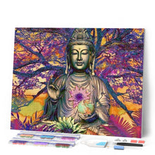 Laden Sie das Bild in den Galerie-Viewer, Diamond Painting – Buddha-Statue vor einem großen Baum | Figured'Art