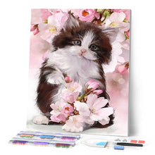 Laden Sie das Bild in den Galerie-Viewer, Diamond Painting | Diamond Painting - Cat and Flowers | animals cats Diamond Painting Animals flowers | FiguredArt