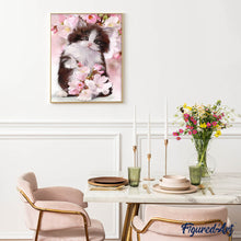 Laden Sie das Bild in den Galerie-Viewer, Diamond Painting | Diamond Painting - Cat and Flowers | animals cats Diamond Painting Animals flowers | FiguredArt