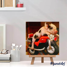 Laden Sie das Bild in den Galerie-Viewer, Diamond Painting | Diamond Painting - Pig and Motorbike | animals cars and motorcycles Diamond Painting Animals | FiguredArt
