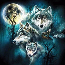 Laden Sie das Bild in den Galerie-Viewer, Diamond Painting, Wolf und Vollmond