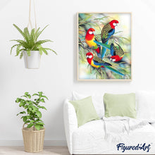 Laden Sie das Bild in den Galerie-Viewer, Diamond Painting | Diamond Painting - Parrots on Branch | animals birds Diamond Painting Animals parrots | FiguredArt