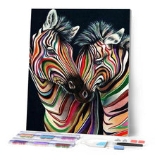Laden Sie das Bild in den Galerie-Viewer, Diamond Painting – Buntes Zebrapaar – 40 x 50 cm auf Keilrahmen gespannt | Figured'Art
