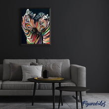 Laden Sie das Bild in den Galerie-Viewer, Diamond Painting – Buntes Zebrapaar – 40 x 50 cm auf Keilrahmen gespannt | Figured'Art