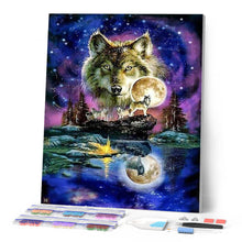Laden Sie das Bild in den Galerie-Viewer, Diamond Painting | Diamond Painting - Wolves and Lunar Sky | animals Diamond Painting Animals rabbits wolves | FiguredArt