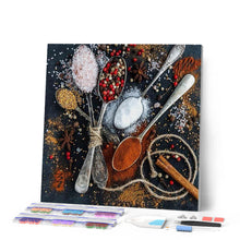 Laden Sie das Bild in den Galerie-Viewer, Diamond Painting | Diamond Painting - Spices and Spoons | Diamond Painting kitchen kitchen | FiguredArt