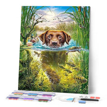 Laden Sie das Bild in den Galerie-Viewer, Diamond Painting | Diamond Painting - Dog in the stream | animals Diamond Painting Animals dogs | FiguredArt
