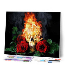 Laden Sie das Bild in den Galerie-Viewer, Diamond Painting | Diamond Painting - Fire Skull and Roses | Diamond Painting Flowers flowers | FiguredArt
