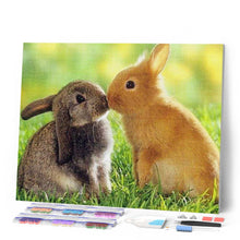 Laden Sie das Bild in den Galerie-Viewer, Diamond Painting | Diamond Painting - Rabbits Couple | animals Diamond Painting Animals rabbits | FiguredArt