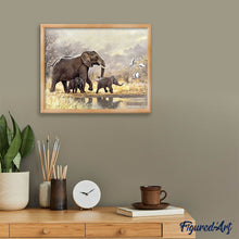 Laden Sie das Bild in den Galerie-Viewer, Diamond Painting | Diamond Painting - Family of Elephants in the savannah | animals Diamond Painting Animals elephants | FiguredArt