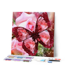 Laden Sie das Bild in den Galerie-Viewer, Diamond Painting | Diamond Painting - Butterfly and Rose | animals butterflies Diamond Painting Animals Diamond Painting Flowers flowers |