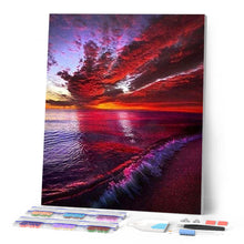 Laden Sie das Bild in den Galerie-Viewer, Diamond Painting | Diamond Painting - Wave and Red Sky | Diamond Painting Landscapes landscapes | FiguredArt