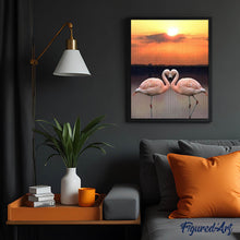 Laden Sie das Bild in den Galerie-Viewer, Diamond Painting | Diamond Painting - Love Flamingos | animals Diamond Painting Animals flamingos | FiguredArt