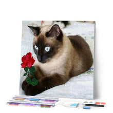 Laden Sie das Bild in den Galerie-Viewer, Diamond Painting | Diamond Painting - Romantic Cat | animals cats Diamond Painting Animals romance | FiguredArt