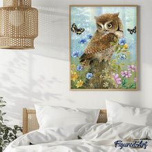 Laden Sie das Bild in den Galerie-Viewer, Diamond Painting | Diamond Painting - Owl and Butterflies | animals butterflies Diamond Painting Animals owls | FiguredArt