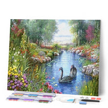 Laden Sie das Bild in den Galerie-Viewer, Diamond Painting | Diamond Painting - Black Swans | animals birds Diamond Painting Animals swans | FiguredArt
