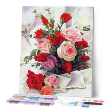 Laden Sie das Bild in den Galerie-Viewer, Diamond Painting – Schöner Rosenstrauß – 40 x 50 cm auf Keilrahmen gespannt | Figured'Art