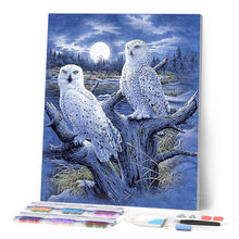 Laden Sie das Bild in den Galerie-Viewer, Diamond Painting | Diamond Painting - Owls and Moon | animals Diamond Painting Animals owls | FiguredArt