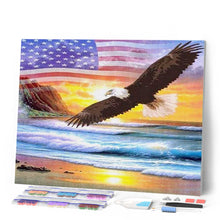 Laden Sie das Bild in den Galerie-Viewer, Diamond Painting | Diamond Painting - Eagle Flag USA | animals Diamond Painting Animals eagles | FiguredArt