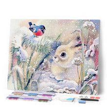 Laden Sie das Bild in den Galerie-Viewer, Diamond Painting | Diamond Painting - White Rabbit in the Snow | animals Diamond Painting Animals rabbits winter | FiguredArt