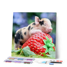 Laden Sie das Bild in den Galerie-Viewer, Diamond Painting | Diamond Painting - Baby Pig and Strawberry | animals Diamond Painting Animals | FiguredArt