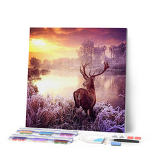Laden Sie das Bild in den Galerie-Viewer, Diamond Painting | Diamond Painting - Deer near the Lake | animals Diamond Painting Animals Diamond Painting Landscapes landscapes |