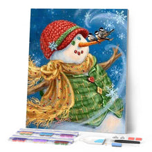 Laden Sie das Bild in den Galerie-Viewer, Diamond Painting | Diamond Painting - Snowman with green jacket | Diamond Painting Landscapes landscapes winter | FiguredArt