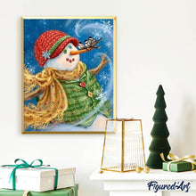 Laden Sie das Bild in den Galerie-Viewer, Diamond Painting | Diamond Painting - Snowman with green jacket | Diamond Painting Landscapes landscapes winter | FiguredArt