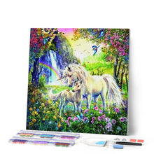 Laden Sie das Bild in den Galerie-Viewer, Diamond Painting | Diamond Painting - Unicorns in a field of Flowers | animals Diamond Painting Animals unicorns | FiguredArt