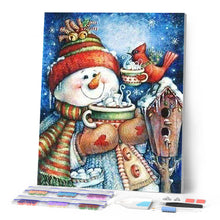 Laden Sie das Bild in den Galerie-Viewer, Diamond Painting | Diamond Painting - Snowman and Hot Chocolate | Diamond Painting Landscapes landscapes winter | FiguredArt