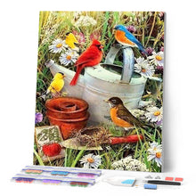 Laden Sie das Bild in den Galerie-Viewer, Diamond Painting – Vögel im Garten – 40 x 50 cm auf Keilrahmen gespannt | Figured'Art