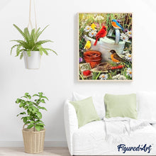 Laden Sie das Bild in den Galerie-Viewer, Diamond Painting – Vögel im Garten – 40 x 50 cm auf Keilrahmen gespannt | Figured'Art