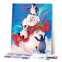 Laden Sie das Bild in den Galerie-Viewer, Diamond Painting | Diamond Painting - Snowman and Penguins | animals Diamond Painting Animals winter | FiguredArt